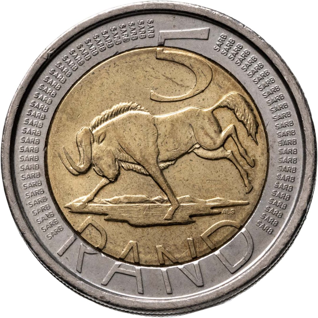 ЮАР 5 рэндов рандов, rand 2006, Биметалл, в сохранности AU-UNC