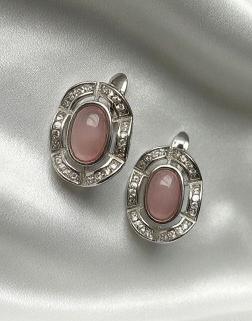 Серьги серебро, 925 проба, фианит, кварц