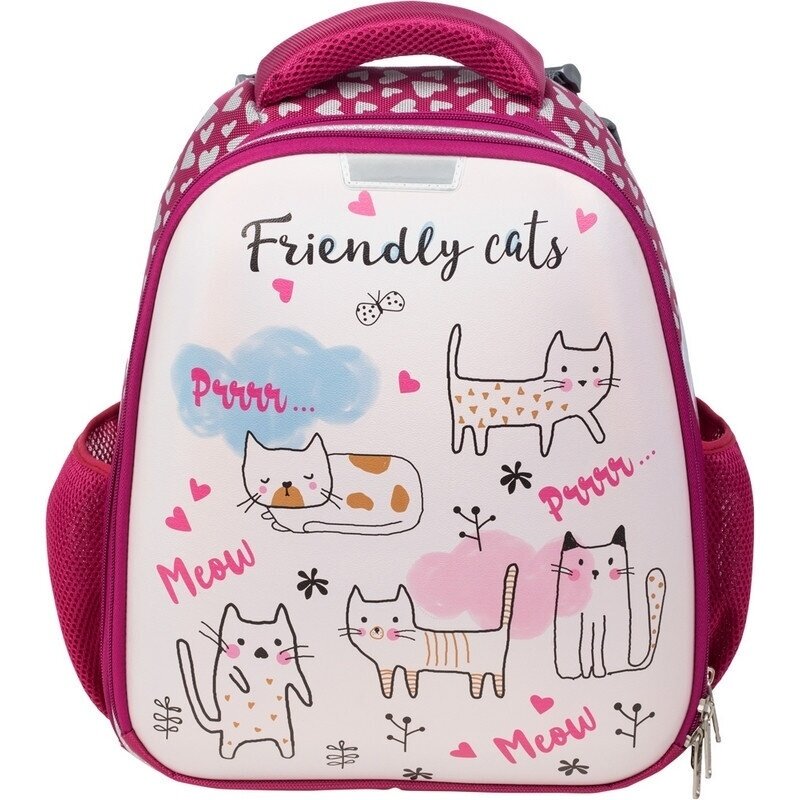 Ранец ортопедический школьный №1 School для девочки, N1 School, Friendly Cats, эко кожа