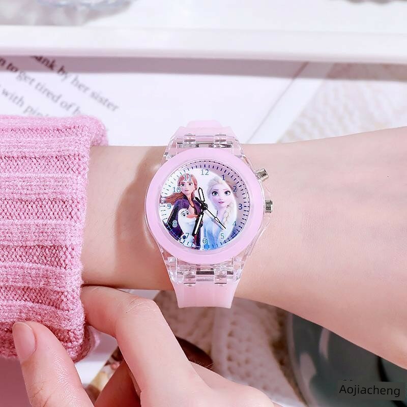 Disney Frozen Детские Часы с LED-Подсветкой, Мультяшный Дизайн для Девочек 3-4 Лет - Розовый Светится