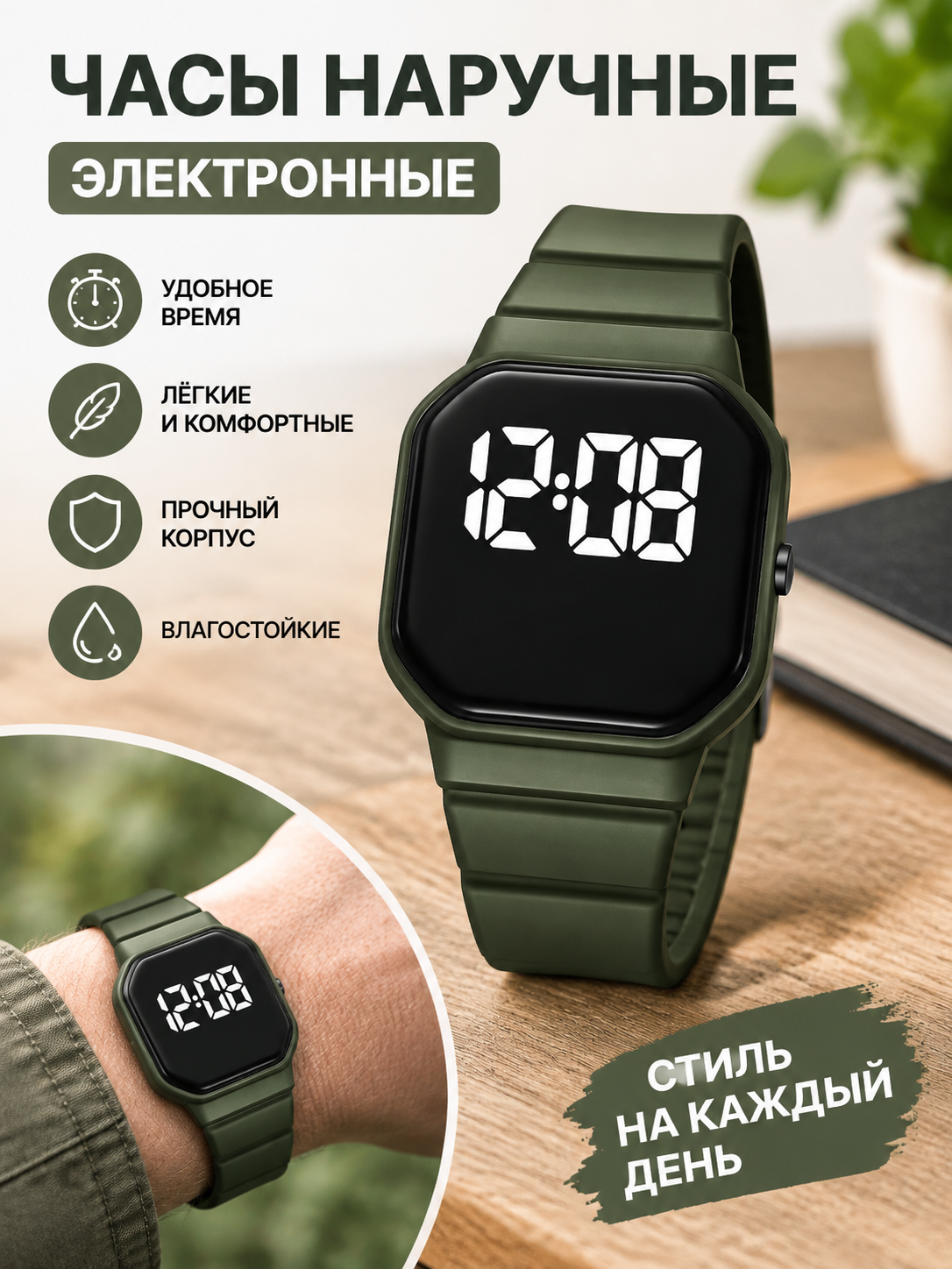 Электронные наручные часы, водонепроницаемые спортивные часы для мужчин и подростков