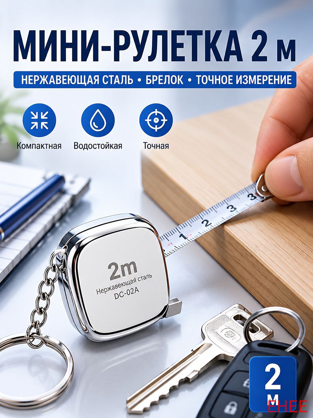 Измерительная рулетка Брелок 2м x 6мм