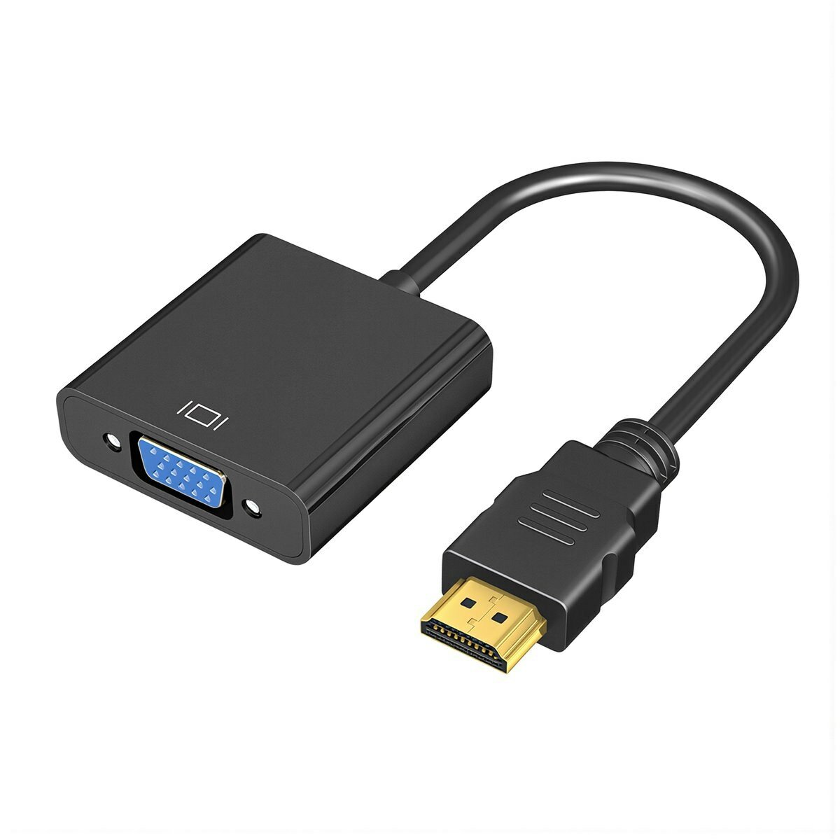 Преобразователь сигнала HDMI в VGA из прочного пластика черного цвета с портом аудио 3.5 мм портом внешнего питания для стабильной передачи данных