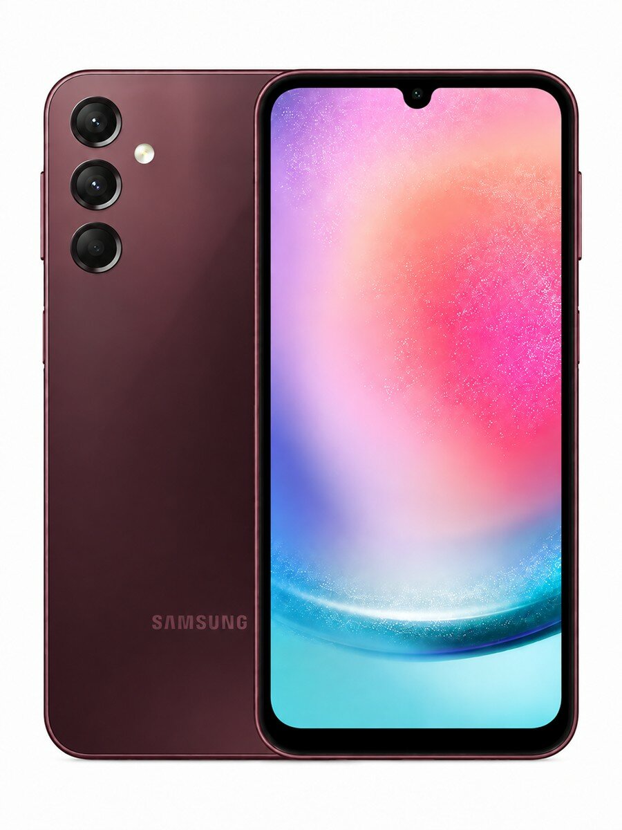Смартфон Samsung Galaxy A24 4G 4/128 ГБ, NFC, Super AMOLED 90 Гц, тёмно-красный（A24-A245N）