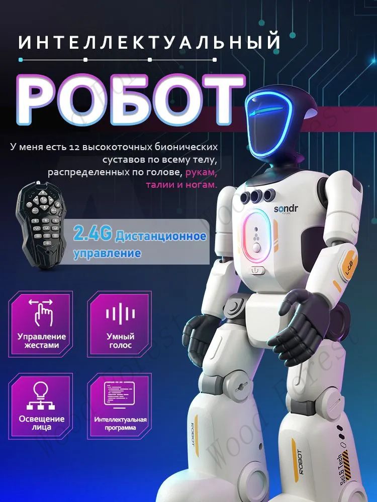 Pобот игрушка для мальчика на пульте управления, интерактивный говорящий робот с русским озвучиванием, подарок