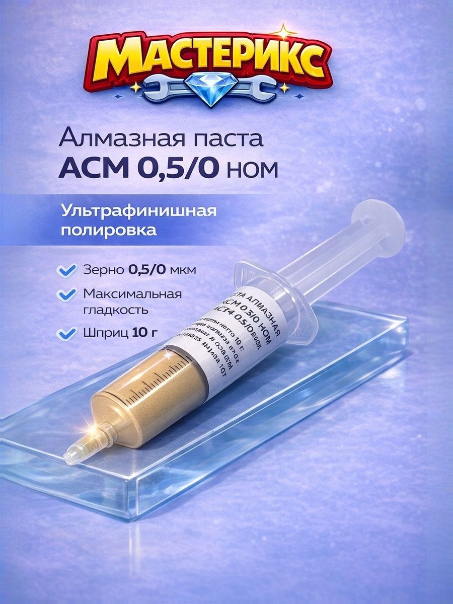 Алмазная паста АСМ 0.5/0 НОМ 10 г ультрафинишная полировка металла, камня, стекла и пластика