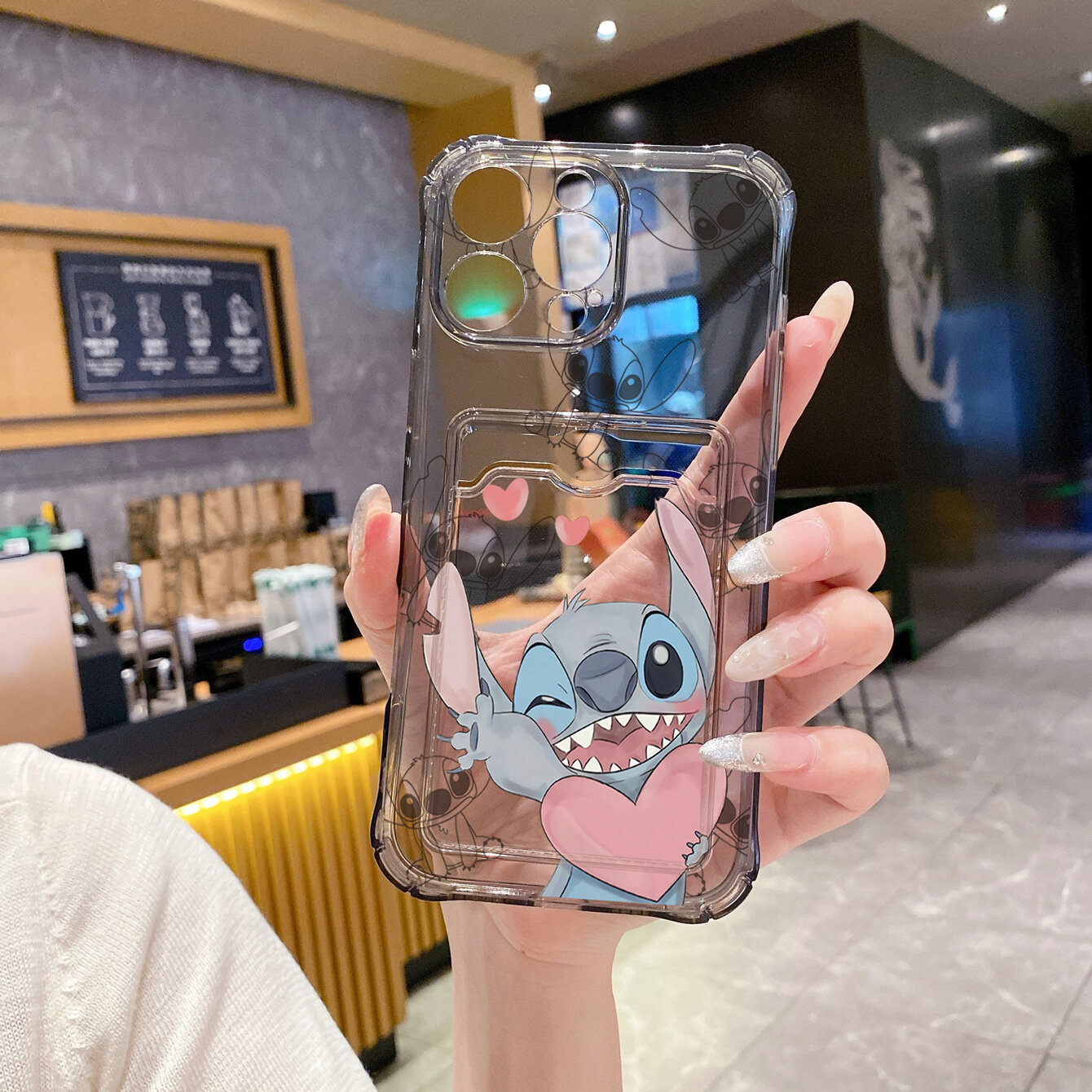 Чехол для iPhone 11 Pro Max(айфон 11 Про Max) с отделением для карт памяти, мягкий прозрачный чехол с принтом ангела в виде пары стежков
