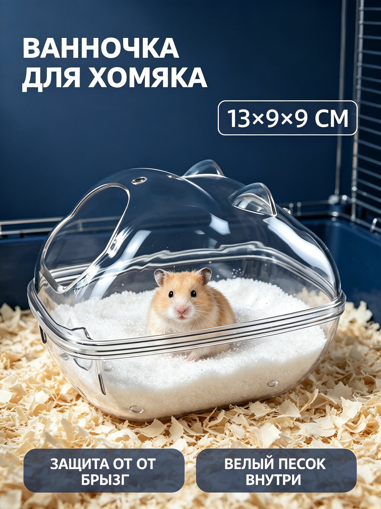 Ванночка туалет для хомяка прозрачная, защита от разбрызгивания песка, сирийского и карликового , разборная, шесть размеров на выбор