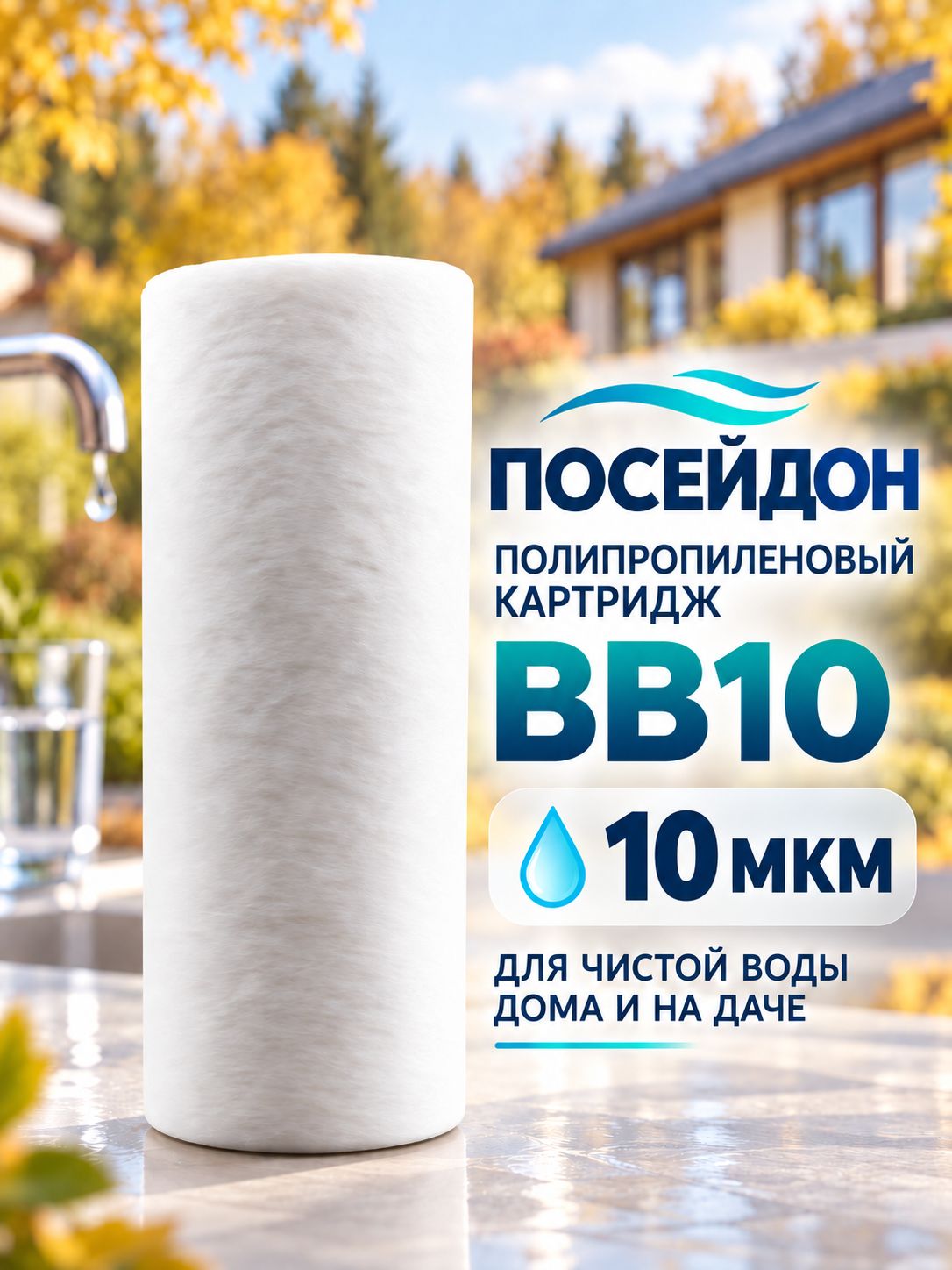 Картридж полипропиленовый для фильтра BB10, Фильтр для воды размер частиц 10 микрон, ЭФГ 112х250 мм