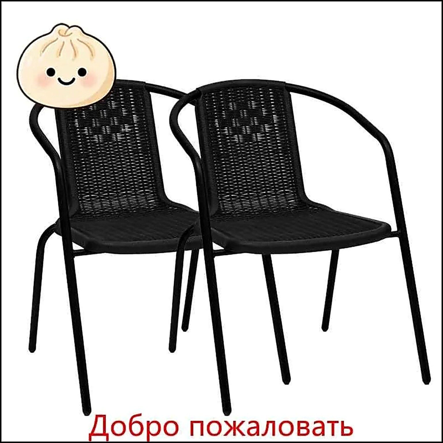 Эксклюзивный комплект садовых стульев, металл, 2 шт, Комплекты садовой мебели