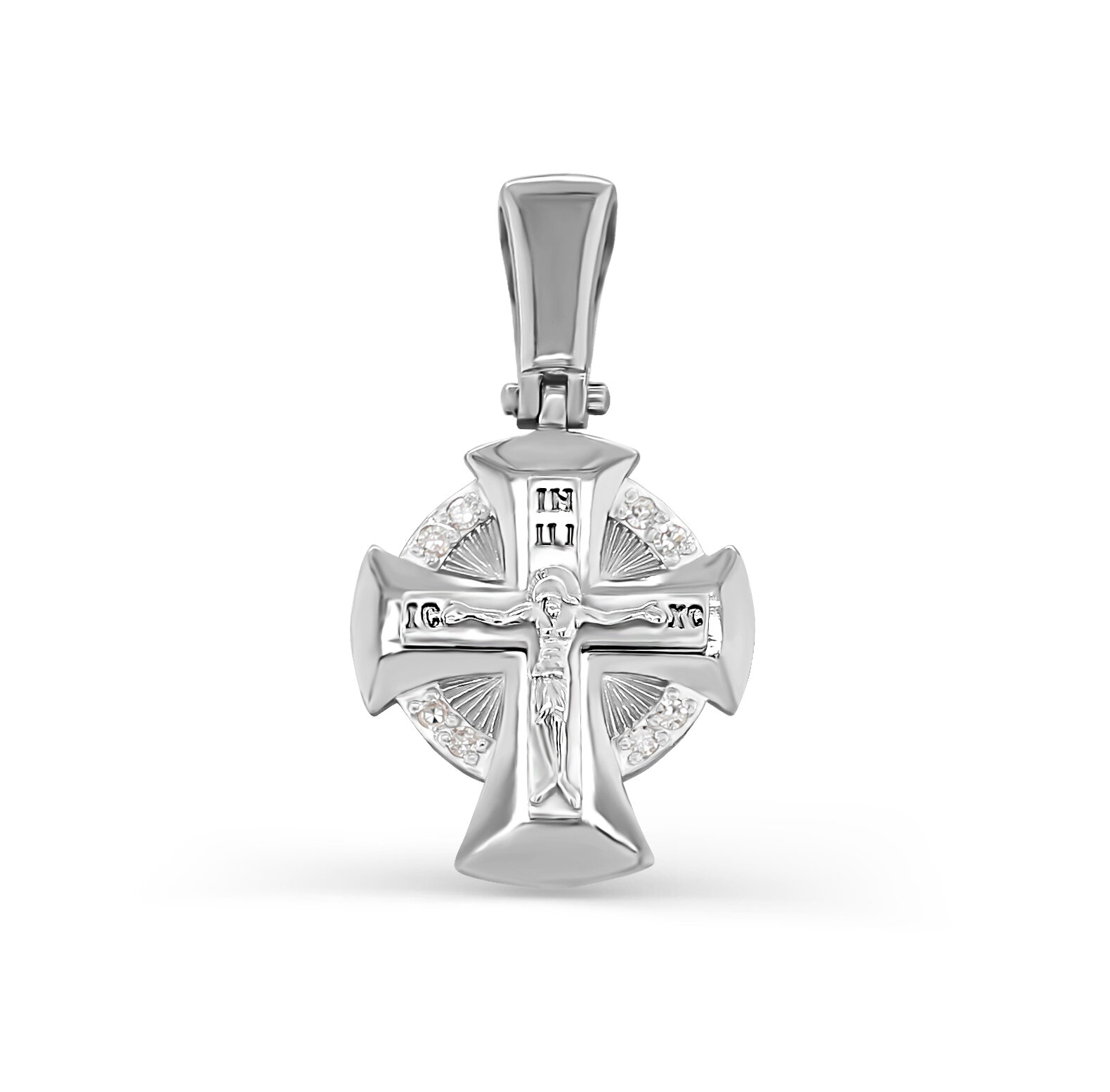 Крестик JEWELIN, белое золото, 585 проба, бриллиант