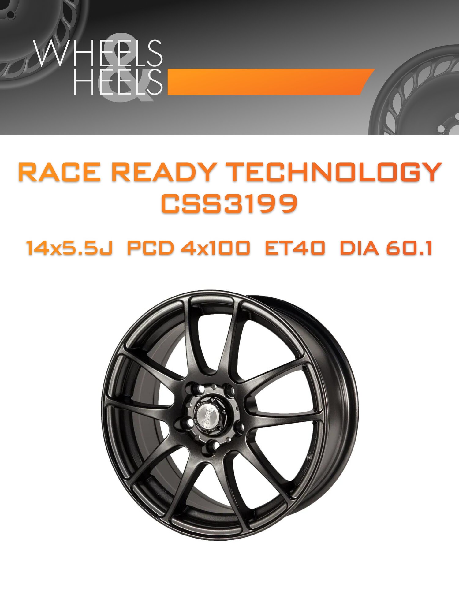 Диск автомобильный литой Race Ready Technology CSS3199 14x5.5 4x100 et40 dia60.1 Графит глянцевый