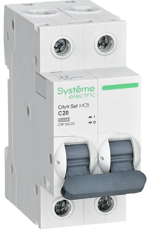 Автоматический выключатель Systeme Electric City9 set ав с, 20 А, 2 Р, 4.5 kА, 230 В