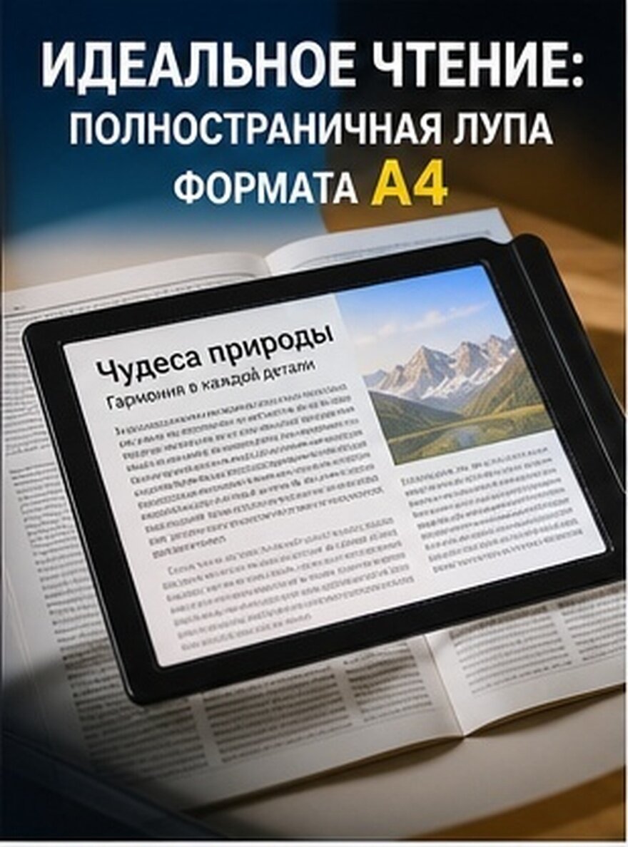 Лист Для Чтения A4 С Увеличением 3X С Френелевским Линзой Чёрного Цвета
