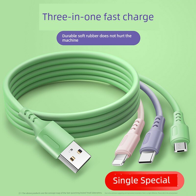 1,5 м стандартный 3-портовый кабель с USB-C зарядкой жидкий силикон для Apple Type-C старых моделей Android телефонов