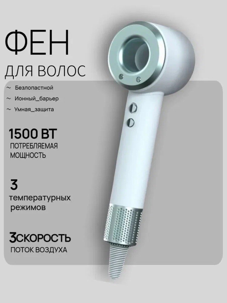 Фен для волос HH095 1500 Вт, скоростей 3, кол-во насадок 1, синий
