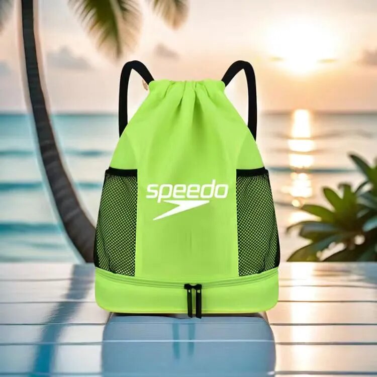 Speedo Рюкзак спортивный ярко-зеленый, для водных видов спорта, с молнией и сетчатыми карманами