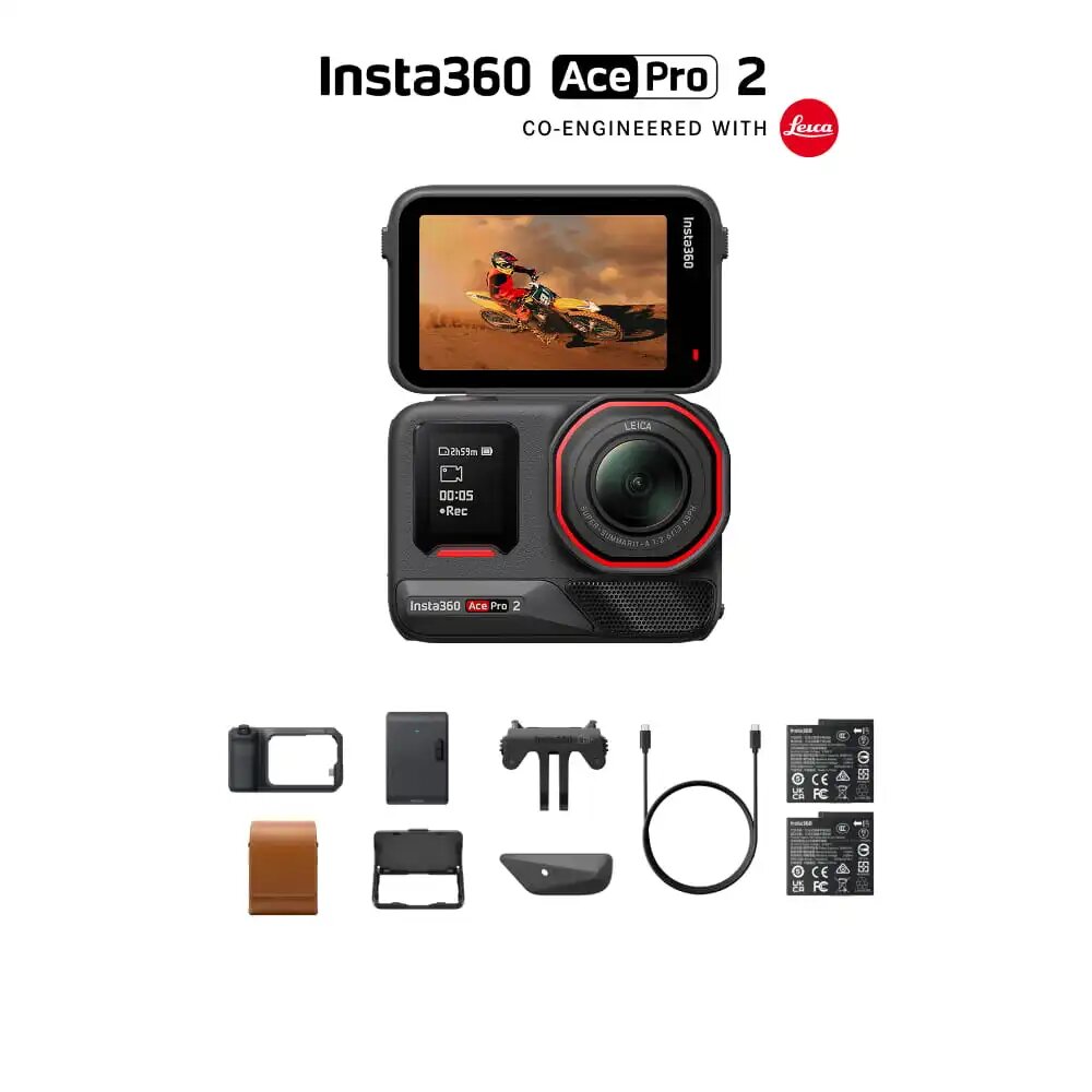 Экшн-камера Insta360 Ace Pro 2 Dual Battery, Flash Print Bundle (Midnight Black)