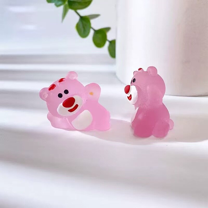 Мультяшная 3D резиновая медвежонок на боку с клубникой ночная подсветка заколка для волос автомобильный интерьер