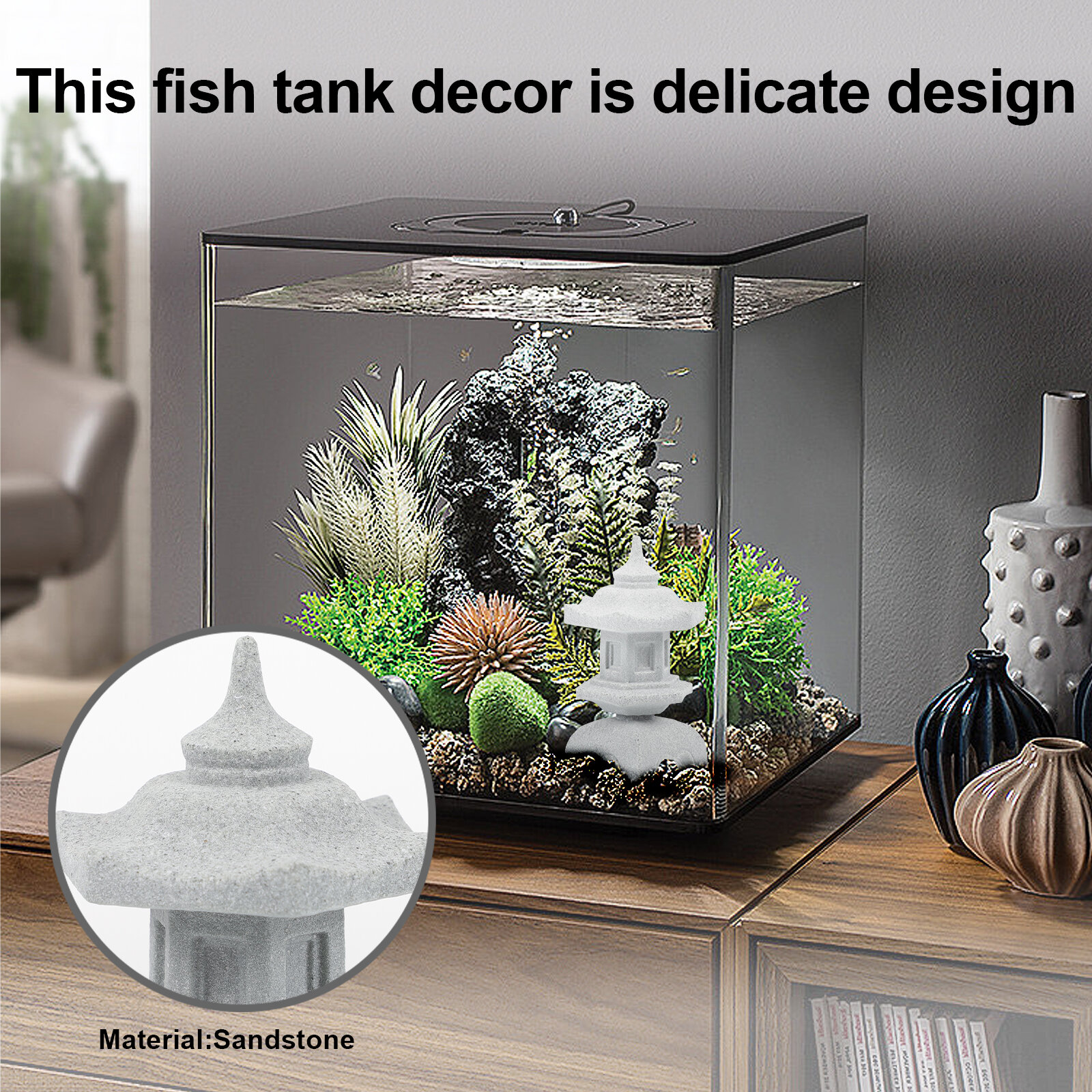 Украшение Для Аквариума В Forme Светильника Камня Декоративный Элемент Микро Ландшафт 9 2X5Cm