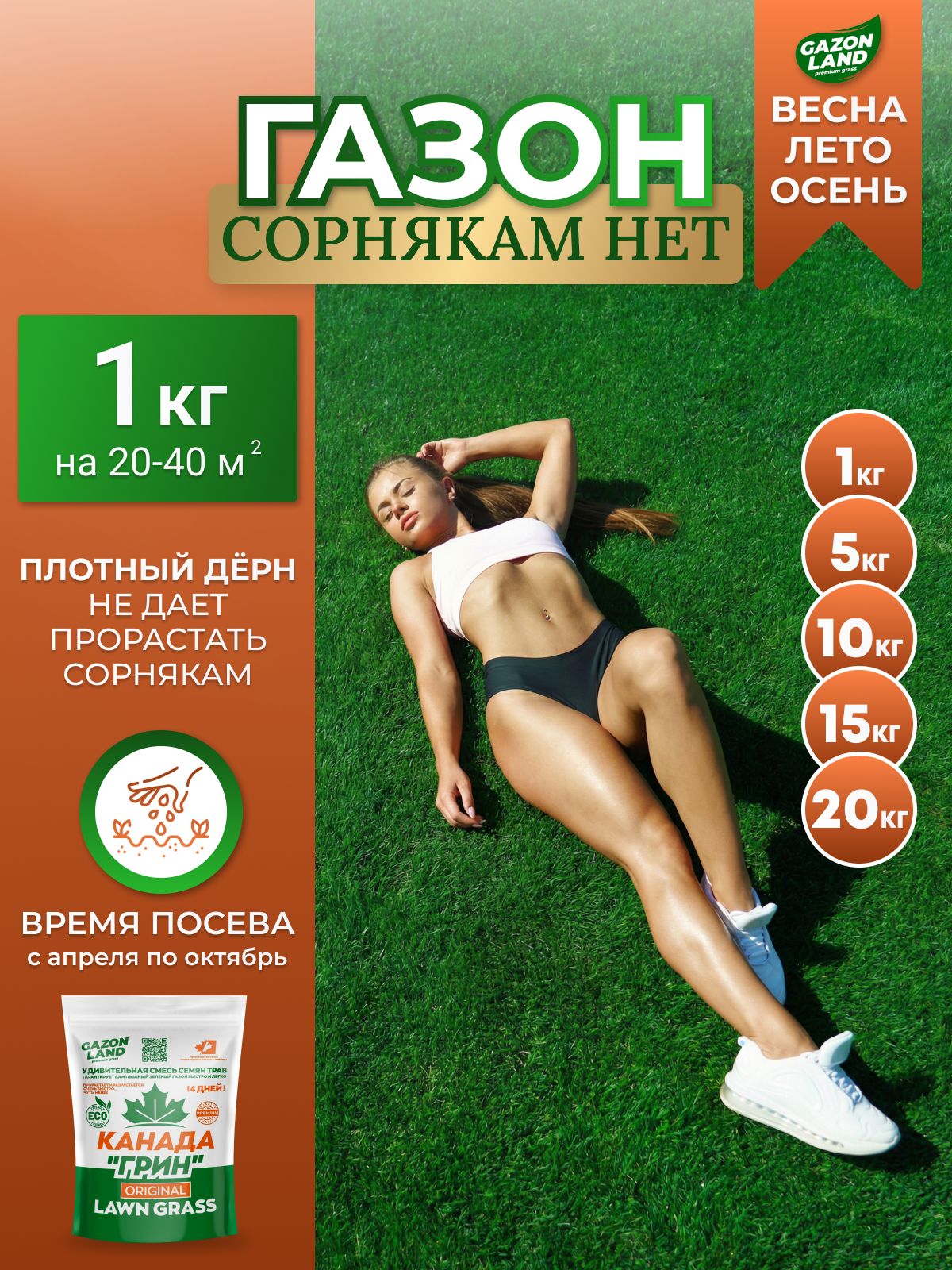 Семена газонной травы, травосмесь Нет Сорнякам, газон 1 кг