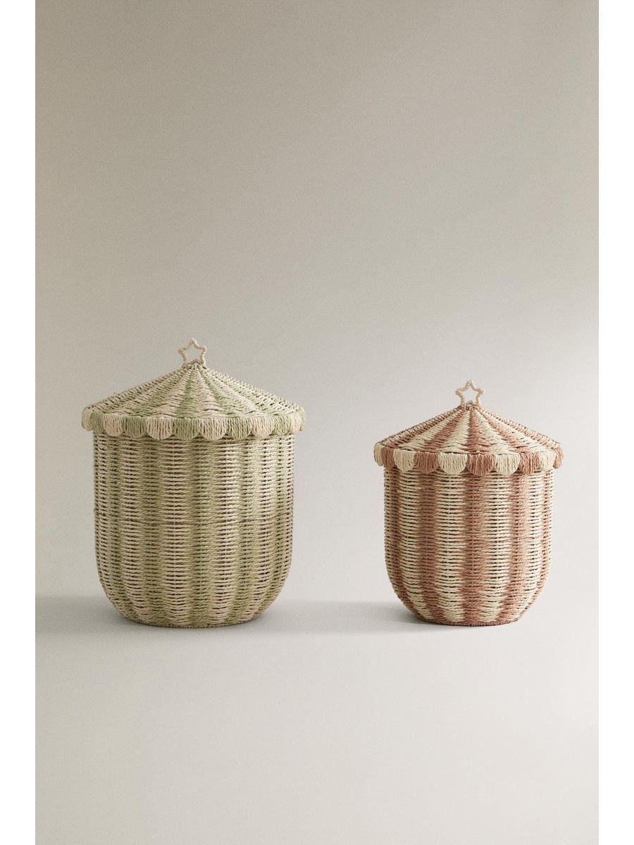 ZARA HOME Корзина для хранения длина 32 см, ширина 32 см, высота 37 см 1 шт, бумага, разноцветный-