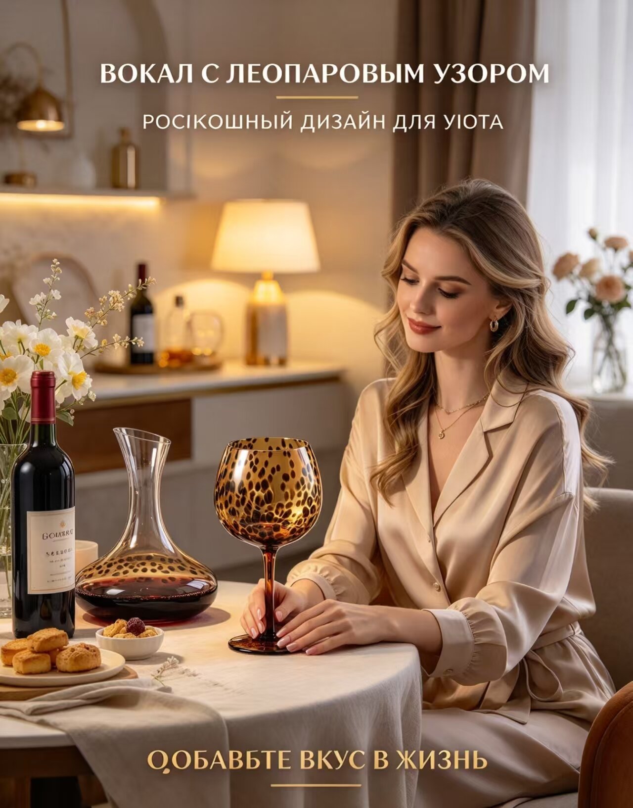 Ретро-леопардовый бокал емкостью 610 мл, для вина и коктейлей, сервировки стола, оригинального подарка