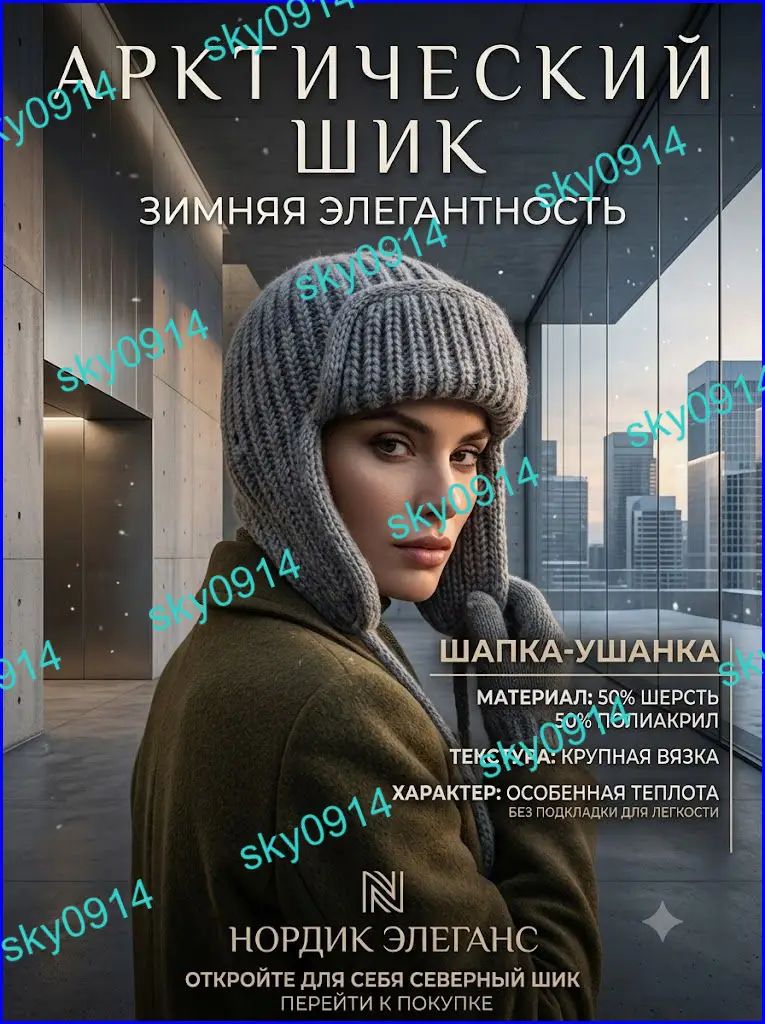 Шапка-ушанка Осень-зима 2026 для женщин