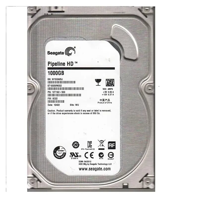 Жёсткий диск Seagate Pipeline HD 1 ТБ 3,5″, 5900 об/мин, кэш 64 МБ, для видеонаблюдения ST1000VM002