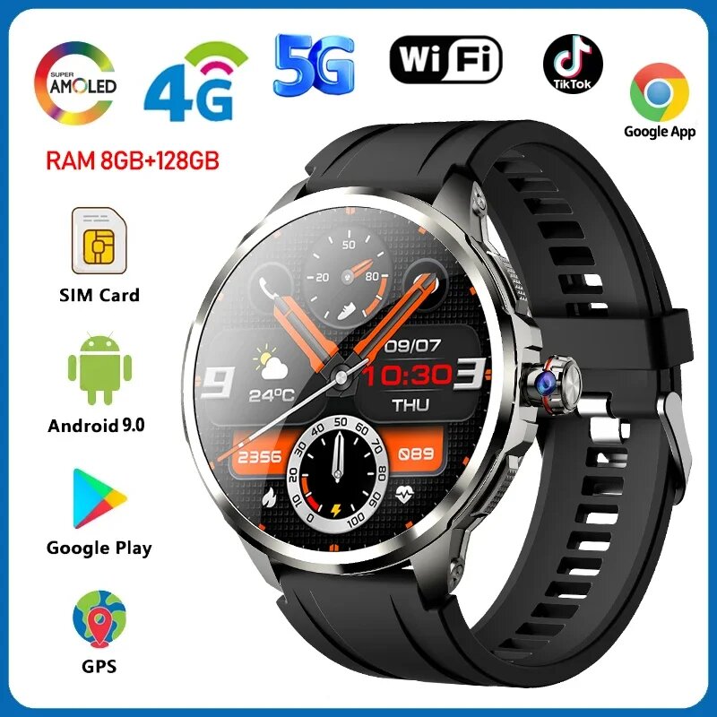 Смарт-часы 5G/4G 1.95" Black, 32GB, Google Play