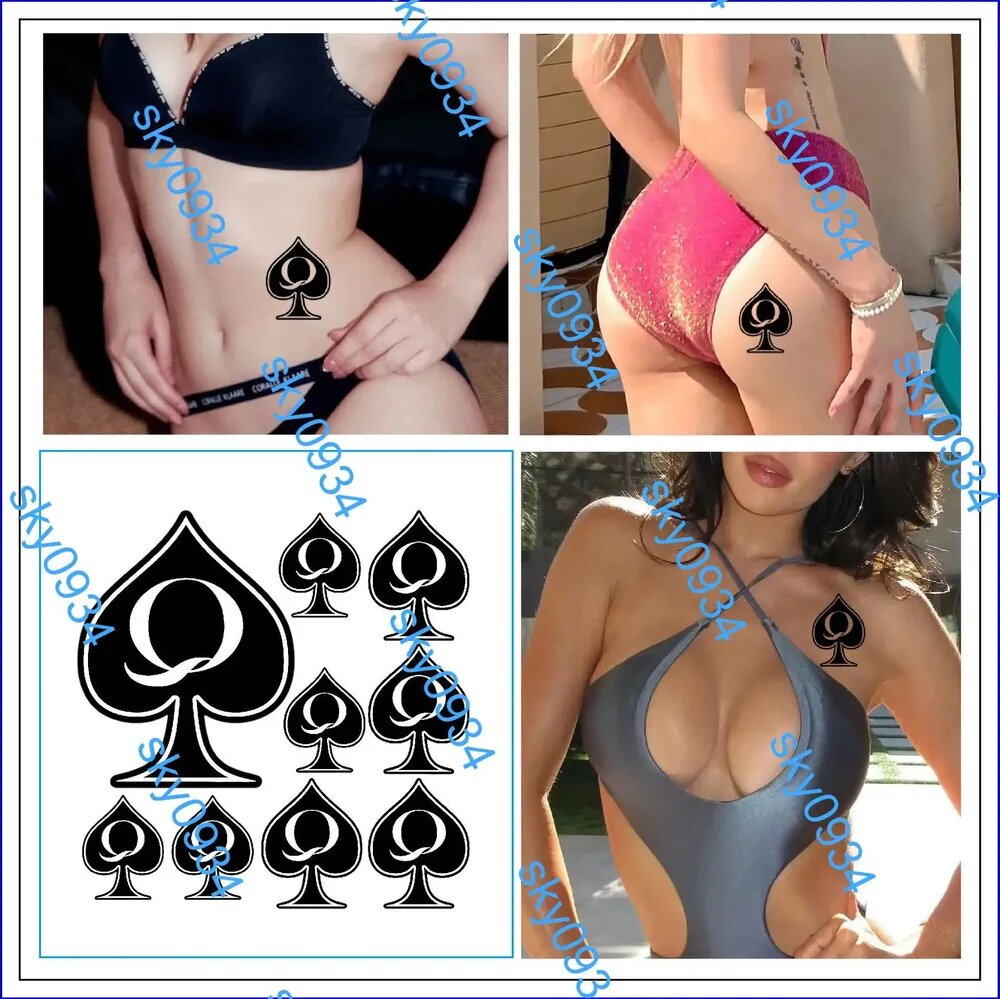 Временная татуировка queen of spades с буквой q
