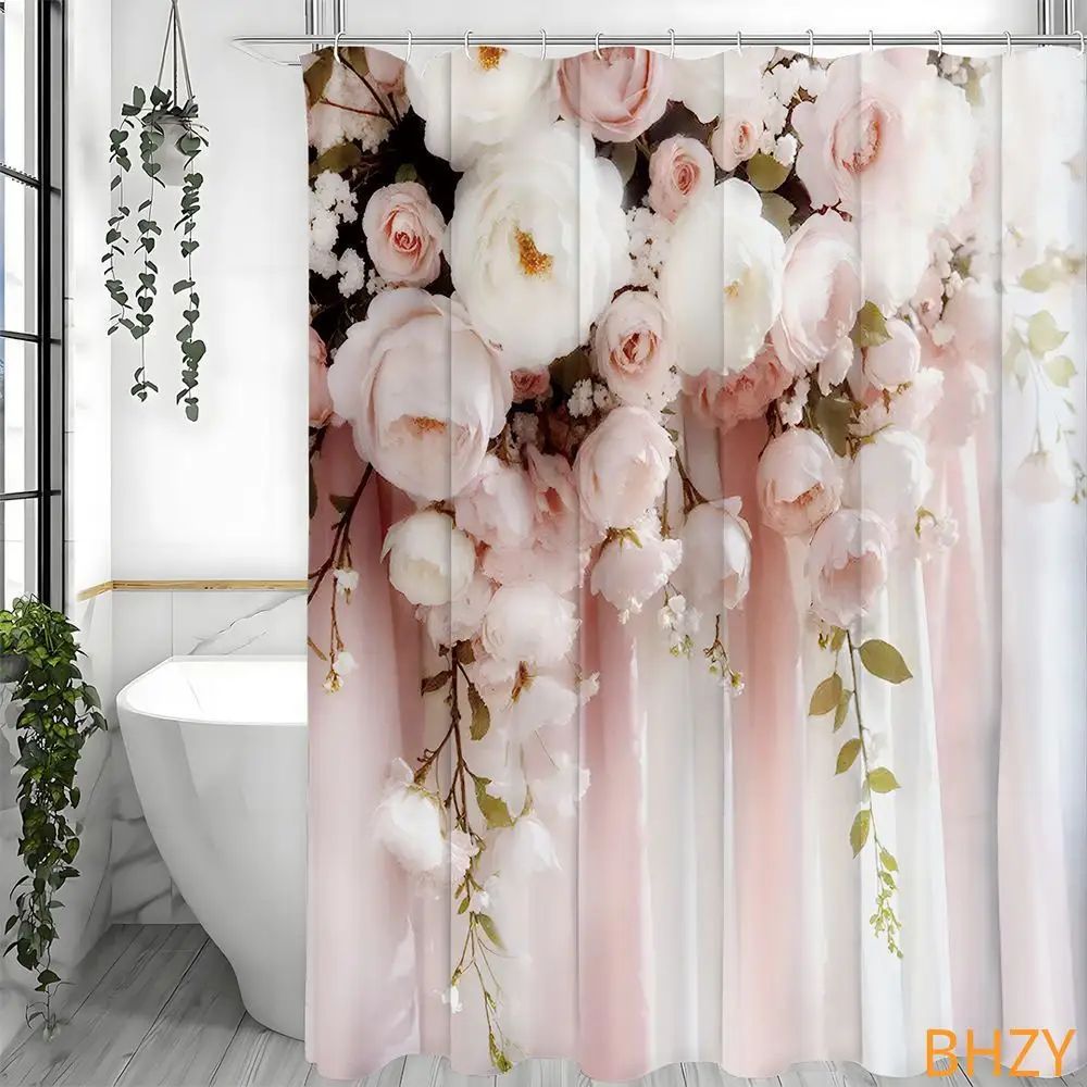 Штора для ванной 180x200 см 3d-эффект розовый