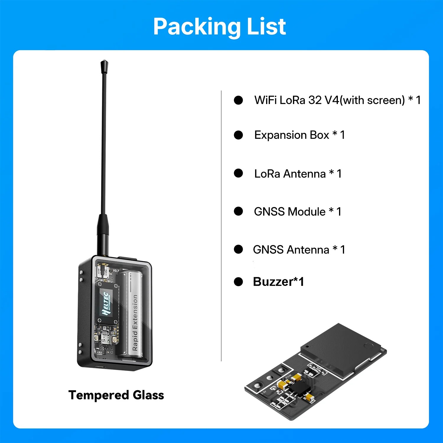 Kit Heltec V4 WiFi LoRa 32 ESP32S3 SX1262 Glass And Buzzer