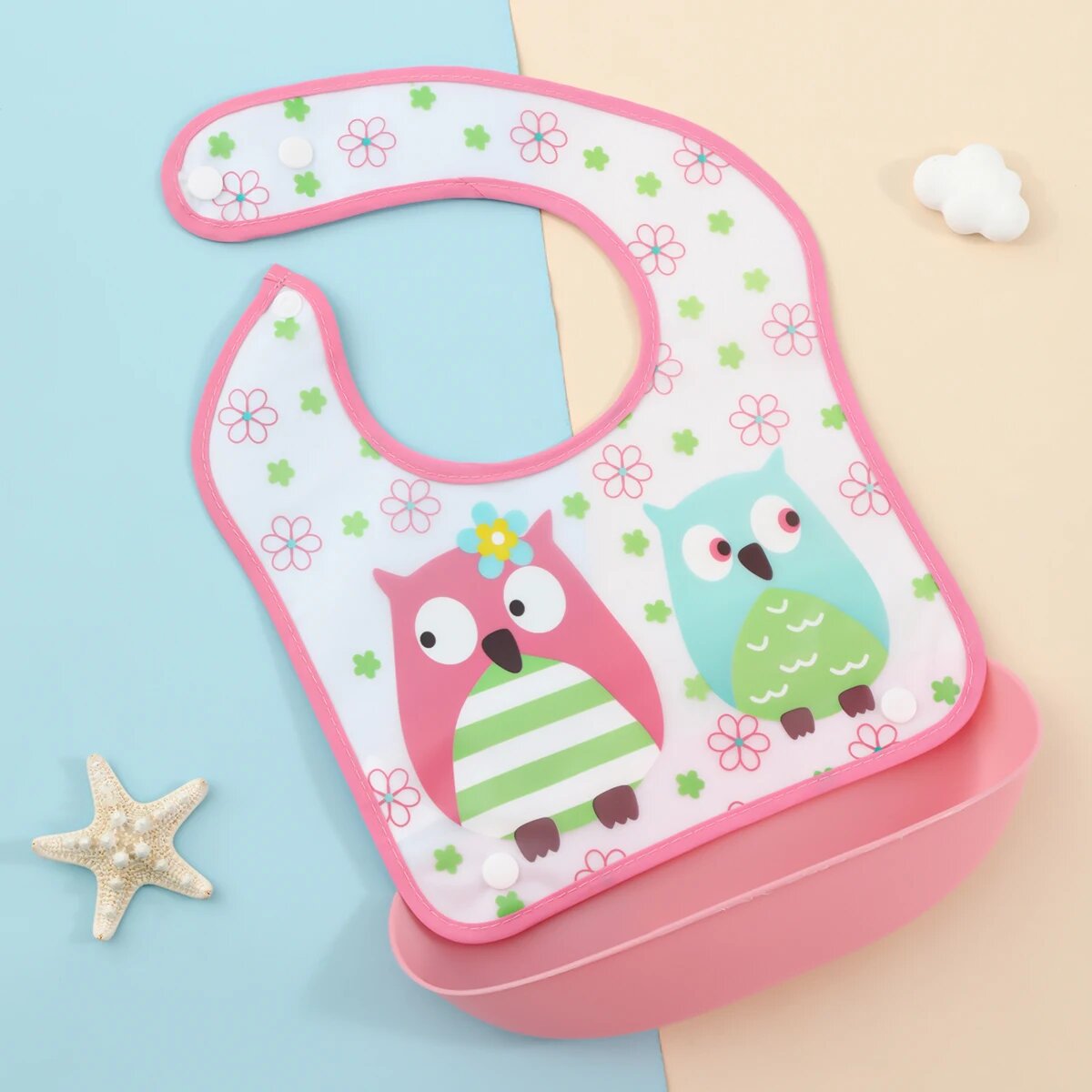 Слюнявчик детский с овечками, цвет owl