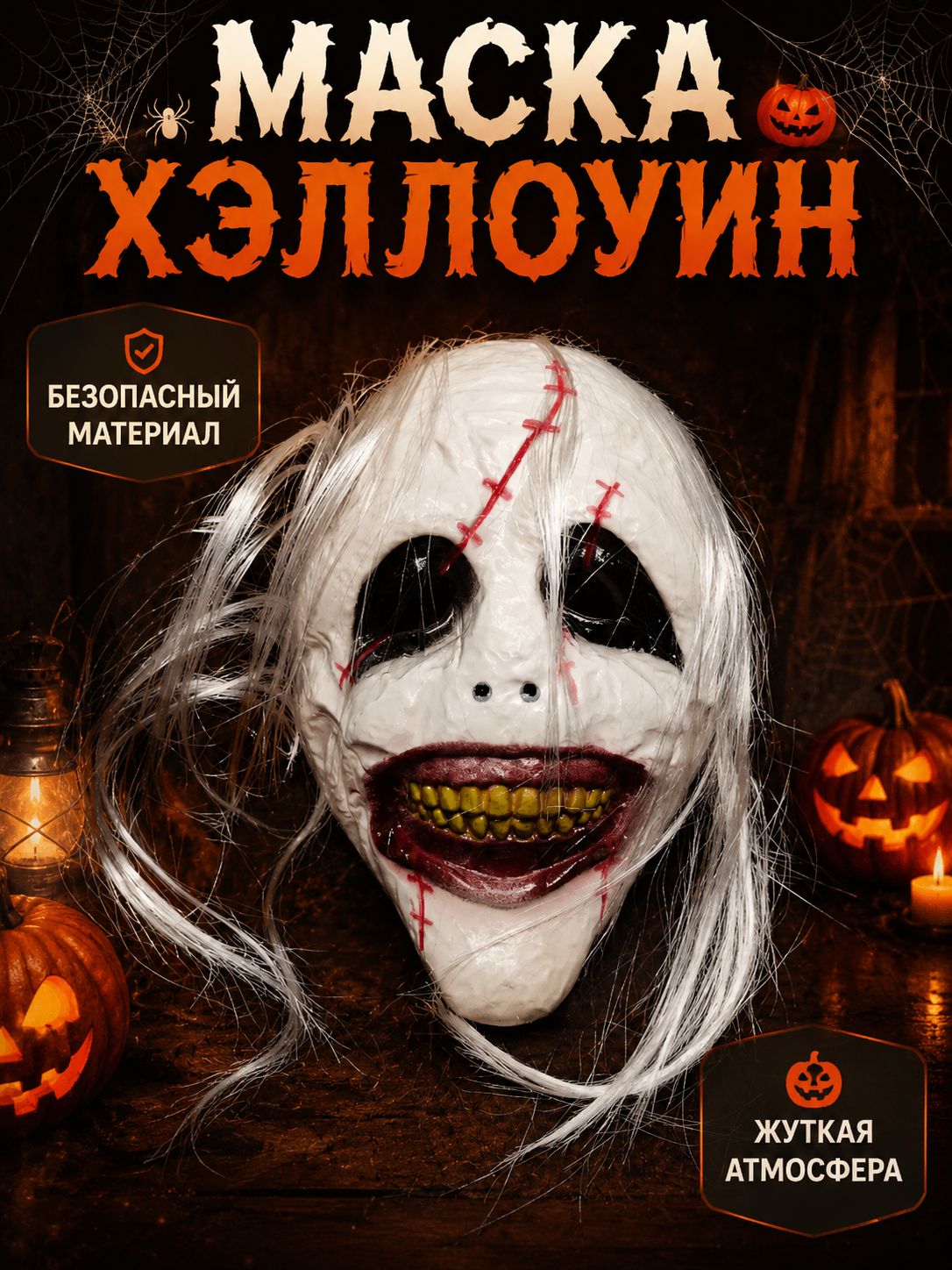 Маска карнавальная страшная на Хэллоуин, маскарад и вечеринку