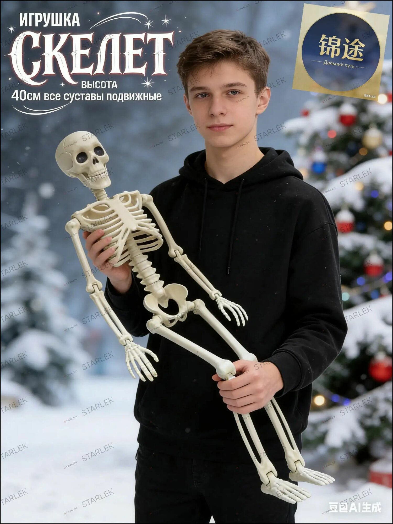 Интерьерная фигурка игрушка скелет 40cm