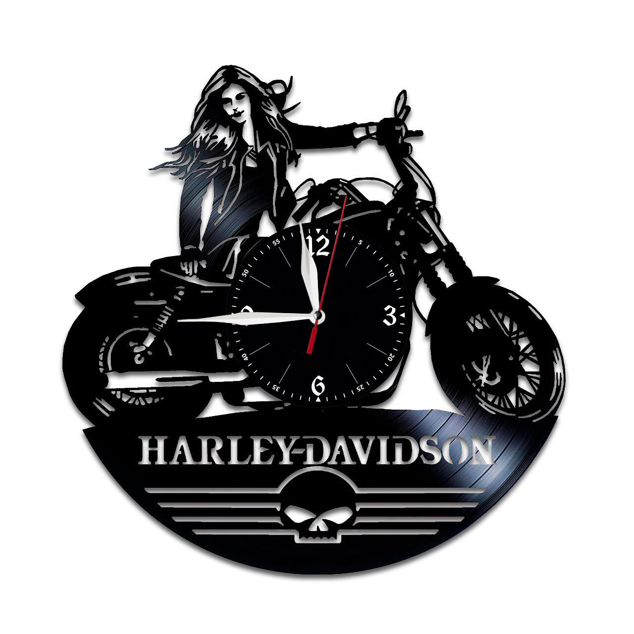 Настенные часы из виниловой пластинки "Harley-Davidson"
