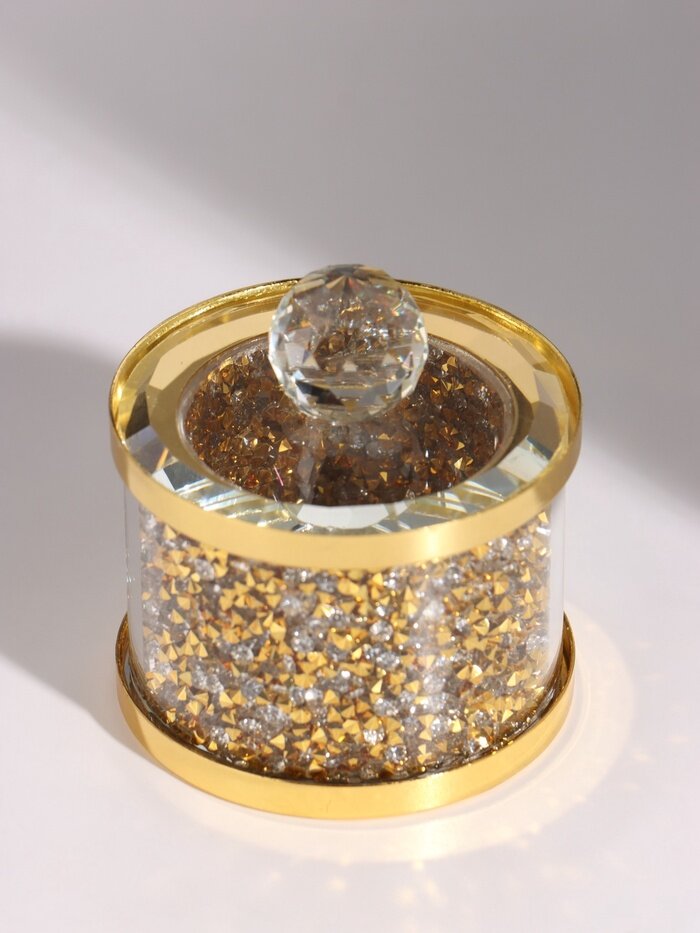 Шкатулка стеклянная «Стразы», 6.2×6.2×6.5 см