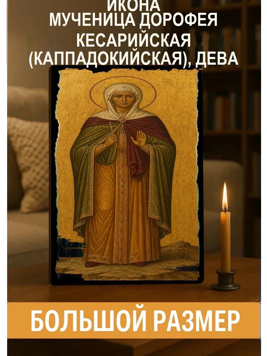 Икона Мученица Дорофея Кесарийская (Каппадокийская), дева, на дереве
