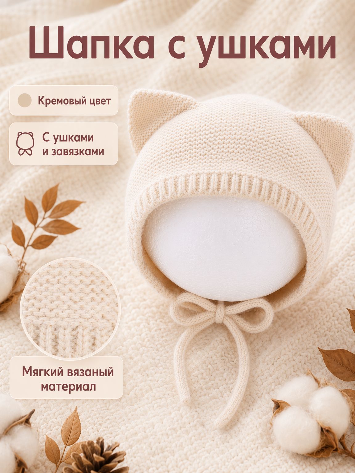 Чепчик для новорожденных