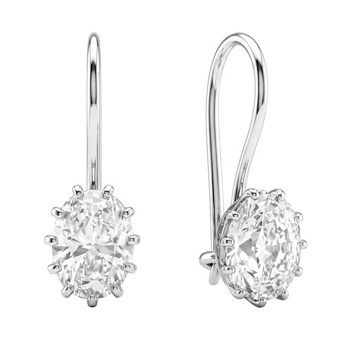 фото Серьги 585gold, серебро, 925 проба, родирование, фианит, , белый