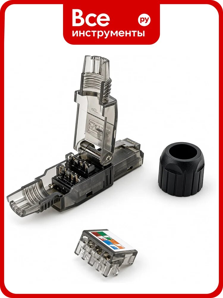 Коннектор Filum FL-PG-U6A-TS Cat 6A, UTP, RJ45(8p8c), toolless, универсальный, для одножильного и многожильного кабеля, 00-01293273