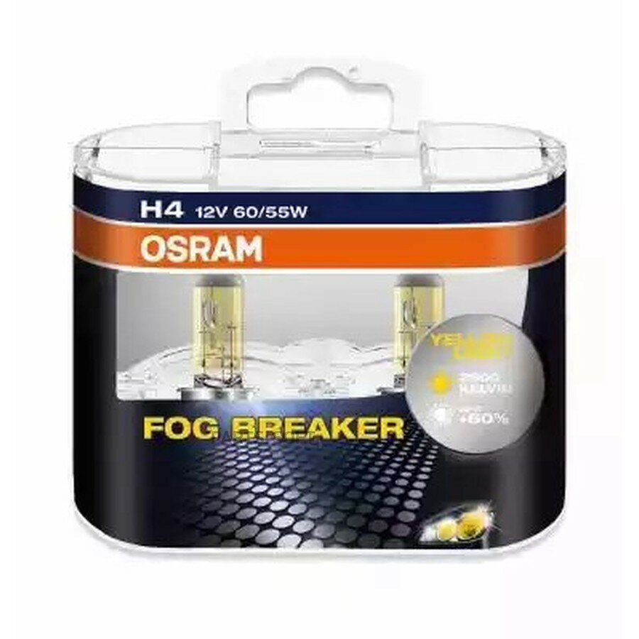 H4 12V- 6055W P43T 60 светаж лтый свет FO от официального дистрибьютора, OSRAM, артикул 62193FBRHCB