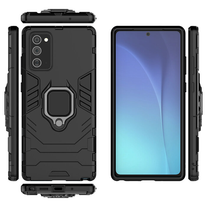 Противоударный чехол с кольцом Panther Case для Samsung Galaxy Note 20 черный