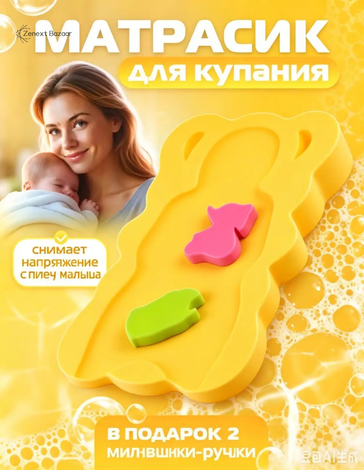 Матрасик горка для купания новорожденных Купайка, цвет синий