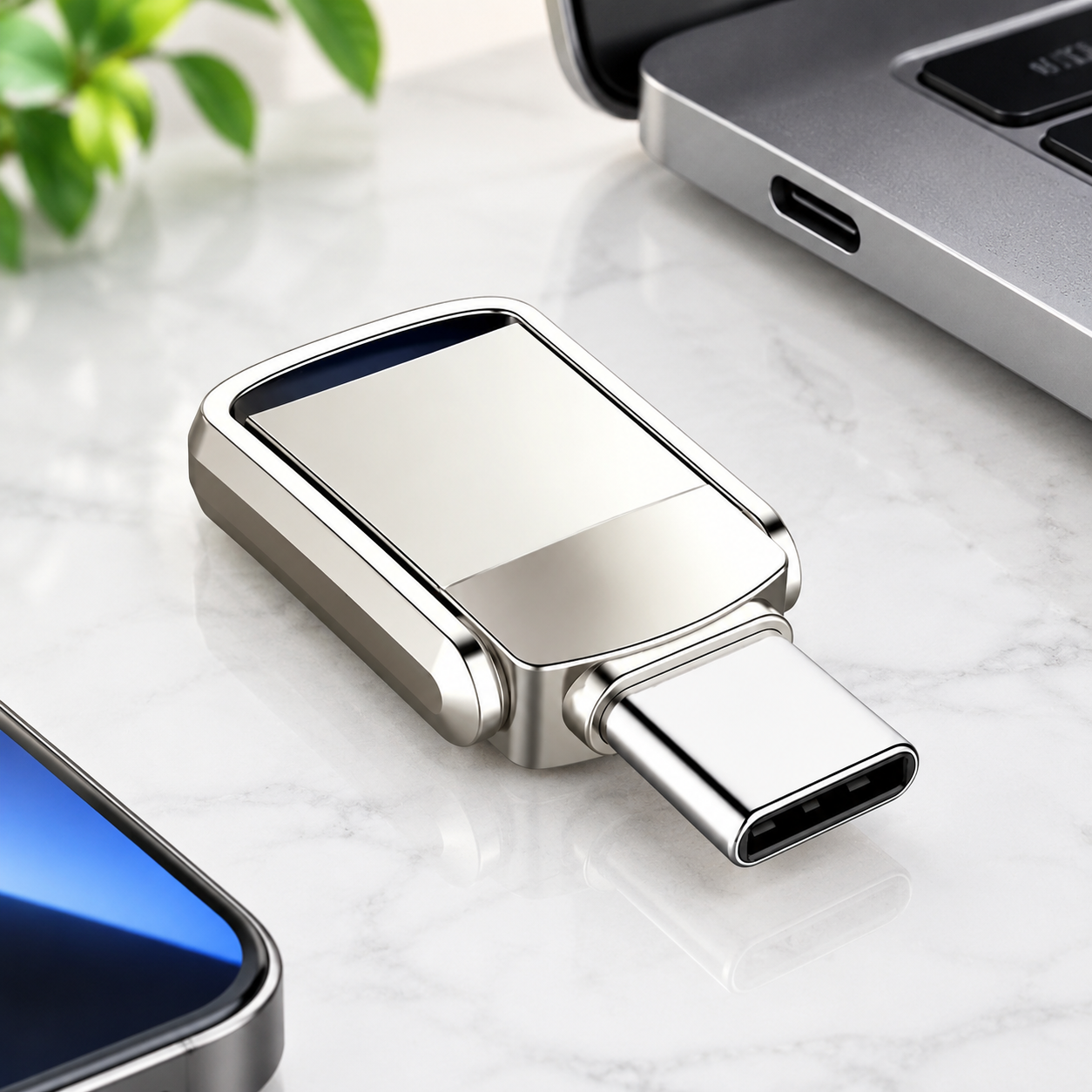 USB-накопитель Type-C 2ТБ, OTG (Цвет товара: серебристый)