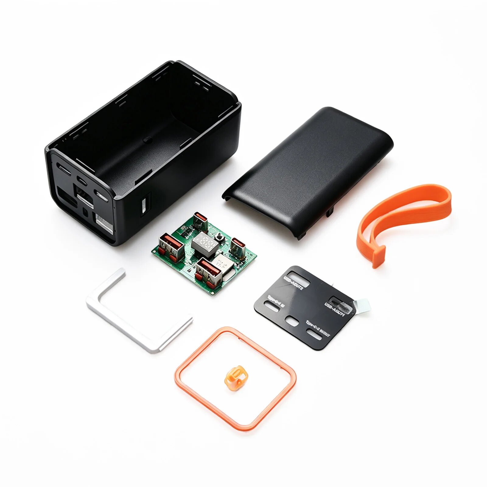 Внешний аккумулятор DIY, черный, 4*21700, PD 22.5W, ЖК-дисплей