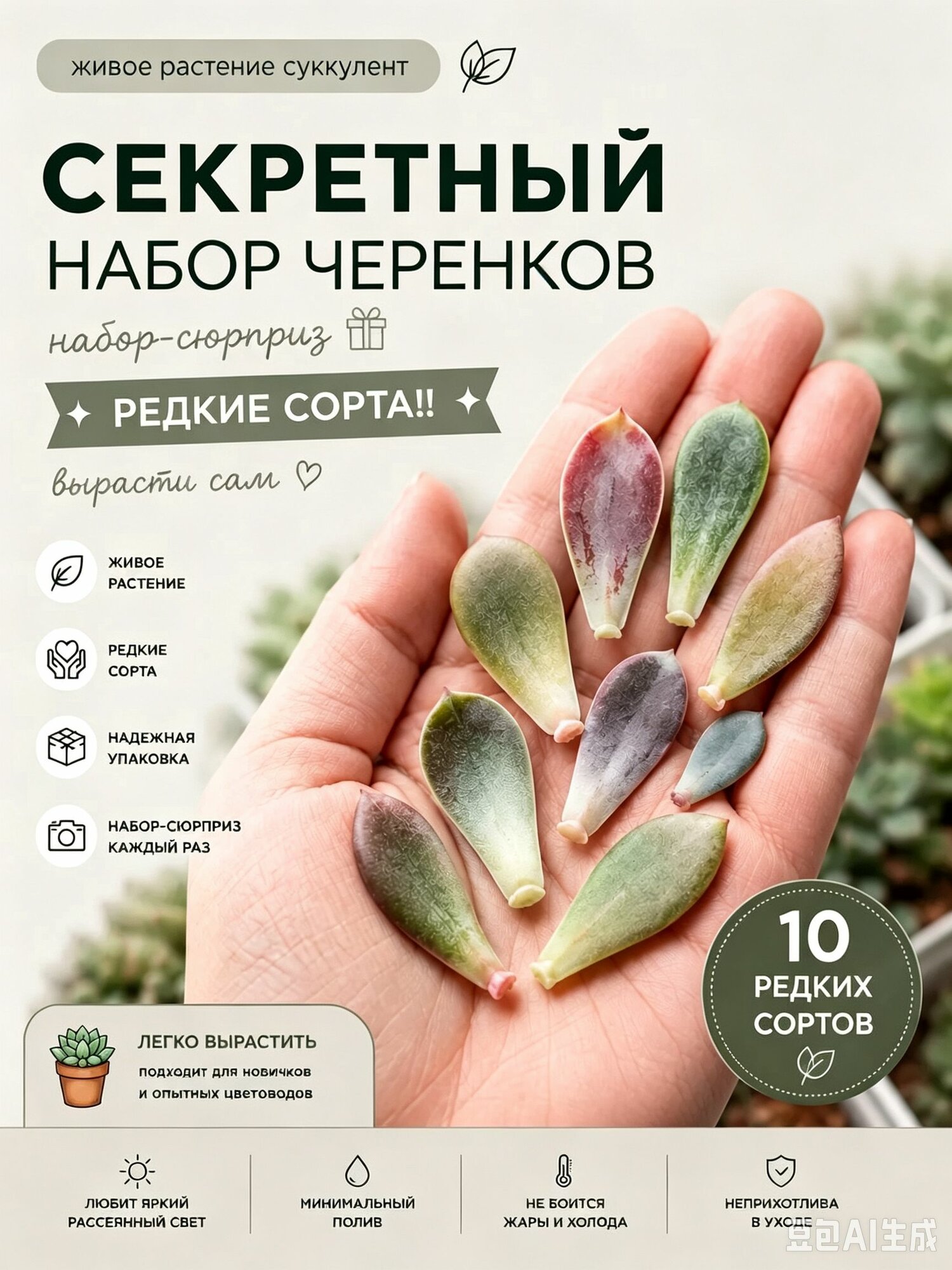 Искусственные цветы Бонсай 10 шт бежевый, белый