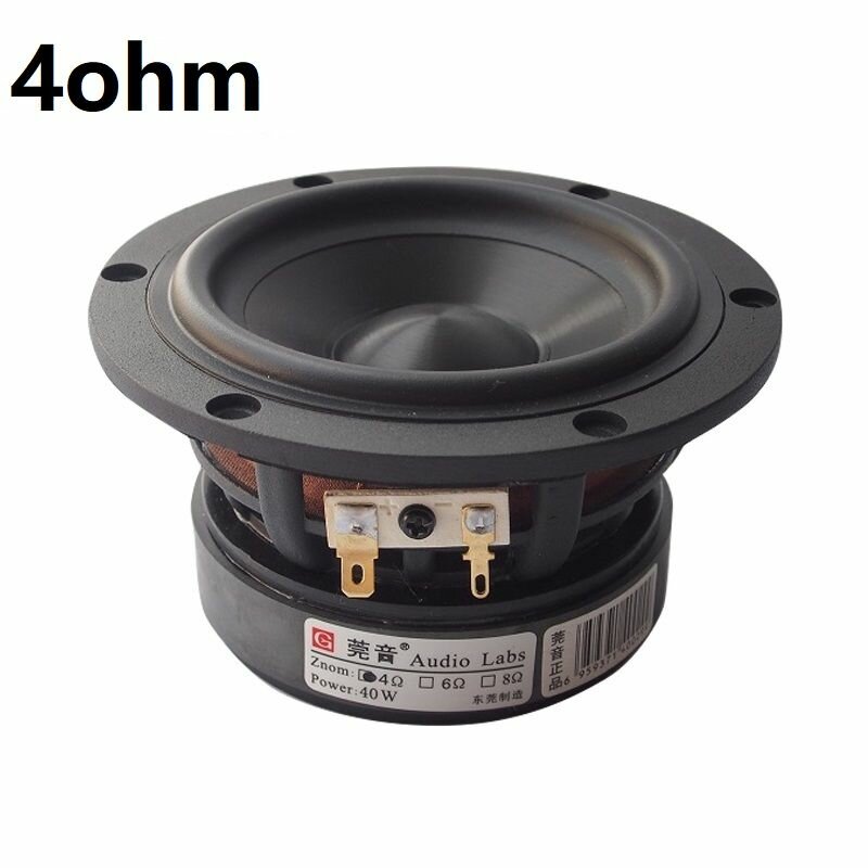 Audio Labs DL40LTB-01 4-дюймовый среднечастотный динамик с алюминиевым конусом в керамической оболочке, 4 Ом/40 Вт, круглый 120 мм--NS930