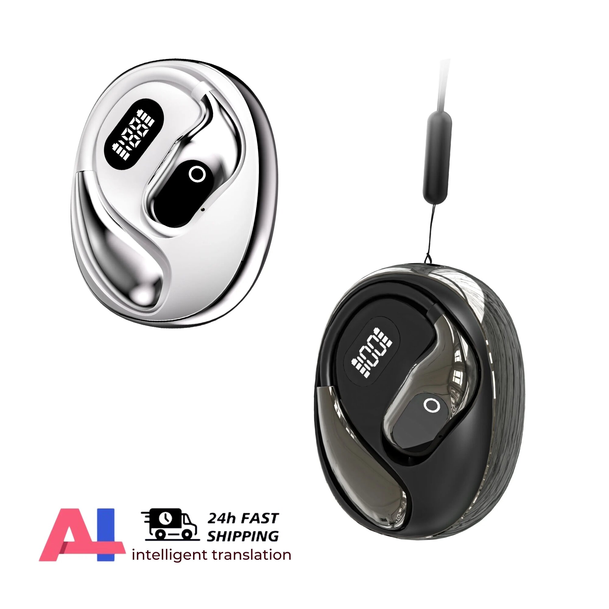 WJOY Ai Translator Headphones 144 Languages Ai-White and Black